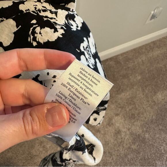 NWT Everlane Black White Linen Floral Long Sleeve Maxi Dress 6 - Picture 8 of 14